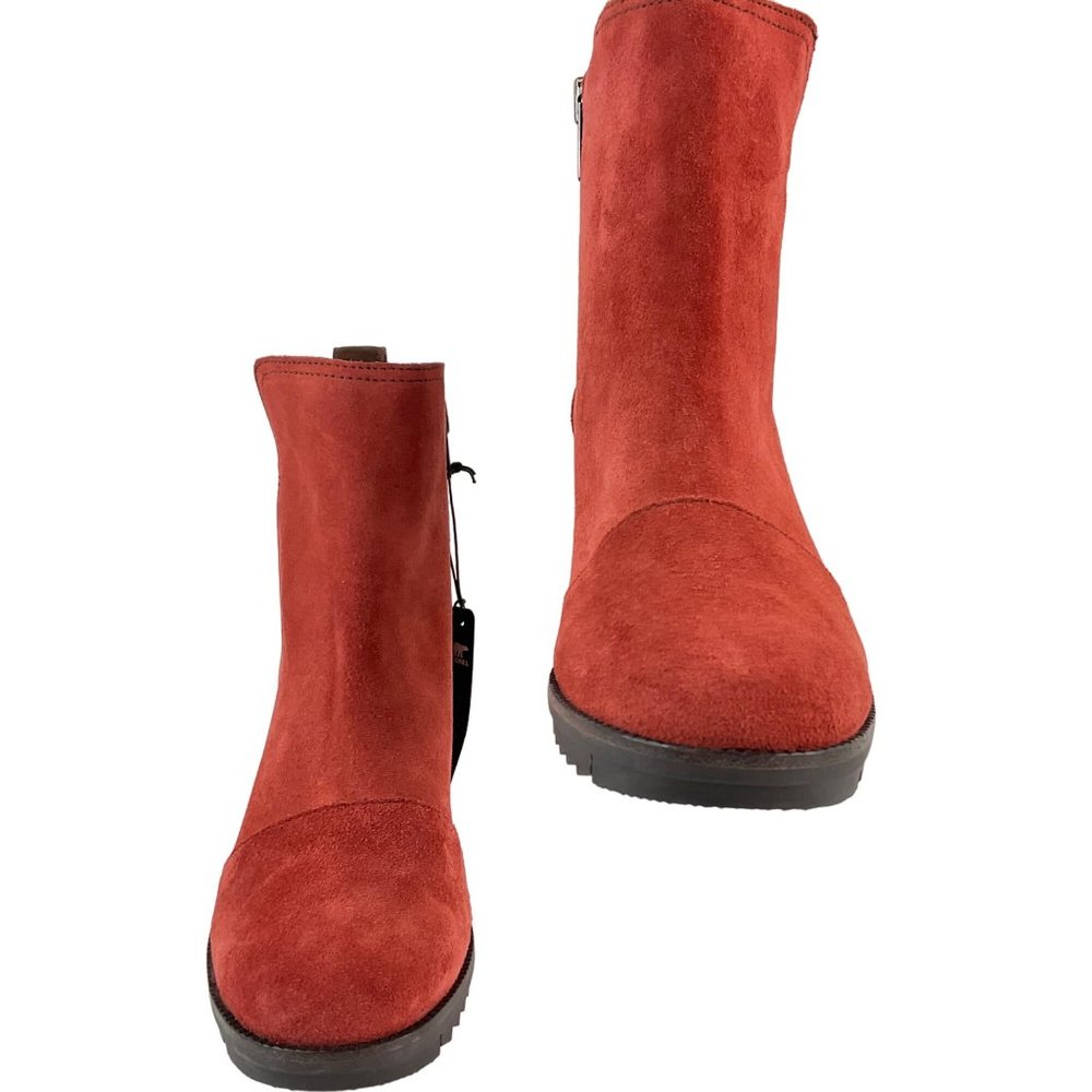 Sorel Boots Women's Size 6.5 Cate Bootie Carnelian Red Leather side zip $180 - Picture 2 of 14